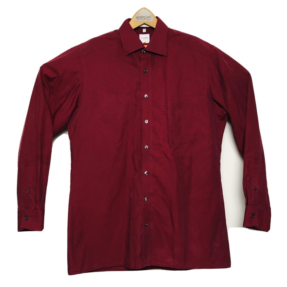 OLYMP LUXOR Maroon L/S Ctn Modern Fit Btn Down w/ Pocket Mens Size‎ 16/41